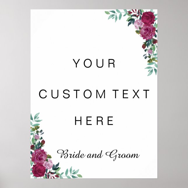 Custom text sign | watercolor roses (Front)