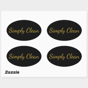 Custom Text Simply Clean Black Oval Sticker Sheet