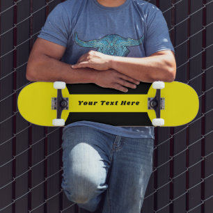 Custom Text Skateboard in Yellow with Black Design