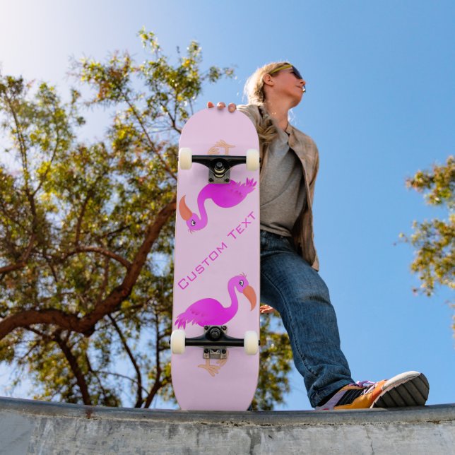 Custom Text Skateboard - Pink Flamingos (Outdoor 1)