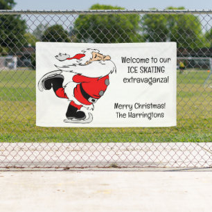 Custom Text Skating Santa Banner
