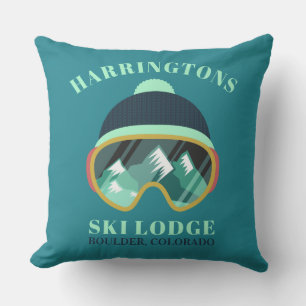 Custom Text Ski Mask throw pillows