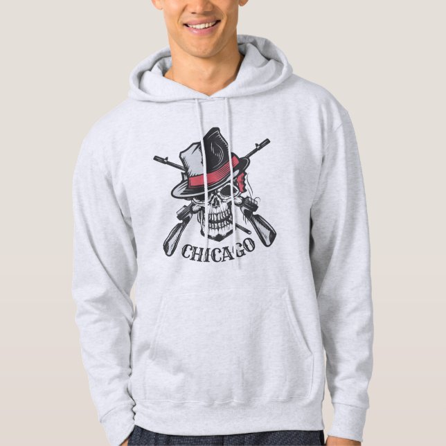 Custom text Skull & Guns clothing Hoodie (Front)