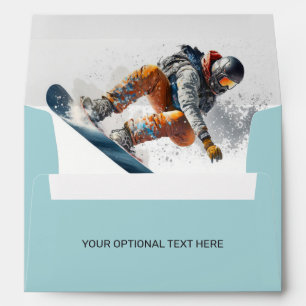 Custom Text Snowboarder Illustration Envelope