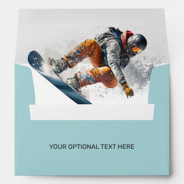 Custom Text Snowboarder Illustration Envelope (Back (Bottom))