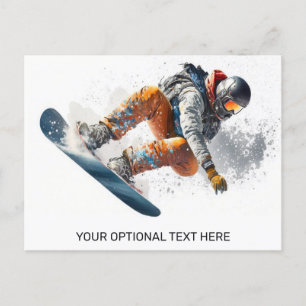 Custom Text Snowboarder Illustration Postcard