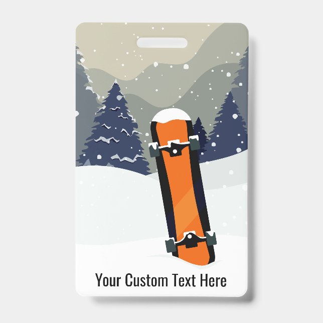 Custom Text Snowboarding badges ID Badge (Front)