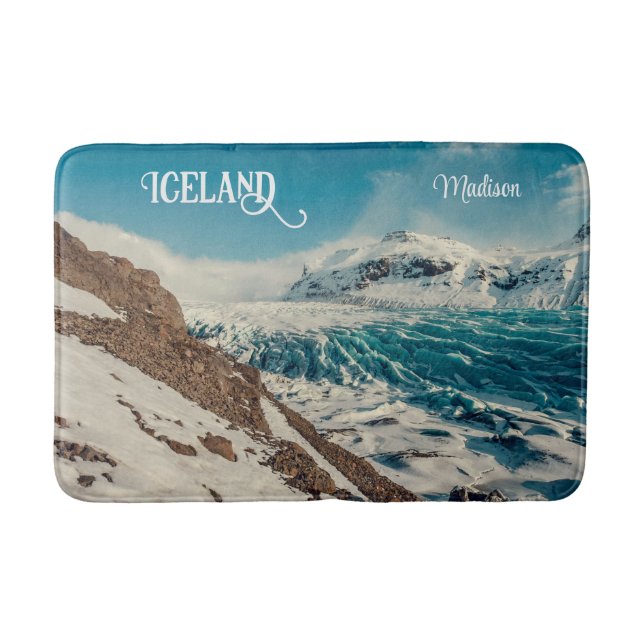 Custom Text Solheimajokull, Iceland Bath Mat (Front)
