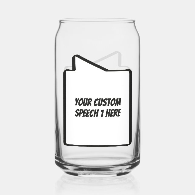 Custom Text Speech Bubbles Can Glass (Front)