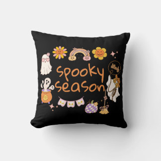 Custom Text Spooky Season Cute Halloween Doodles Cushion
