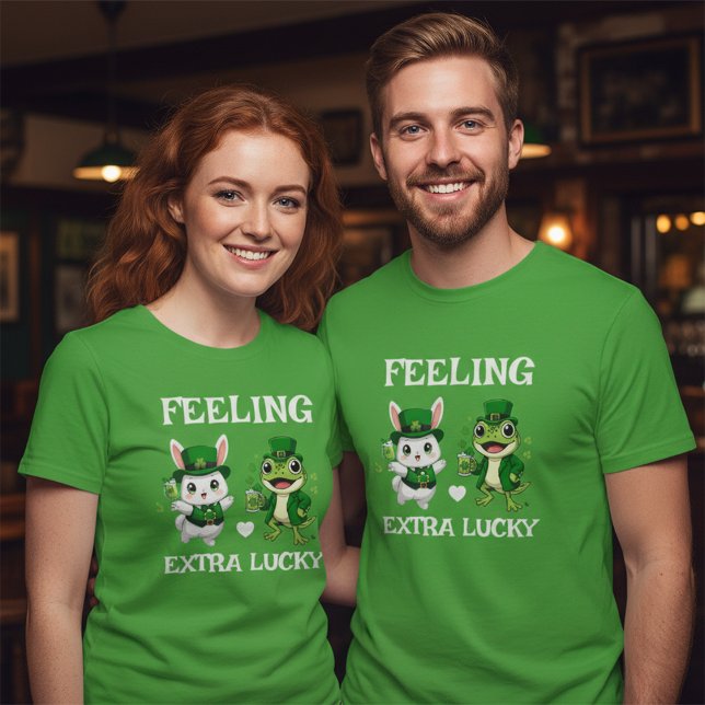 Custom Text St. Patrick's Day Frog and Bunny T-Shirt (Creator Uploaded)