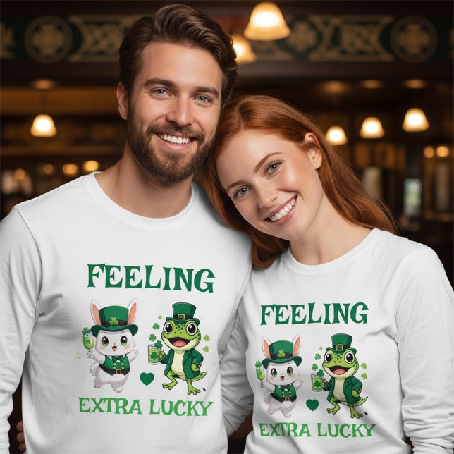Custom Text St. Patrick's Day Frog and Bunny Tri-Blend Shirt (Creator Uploaded)