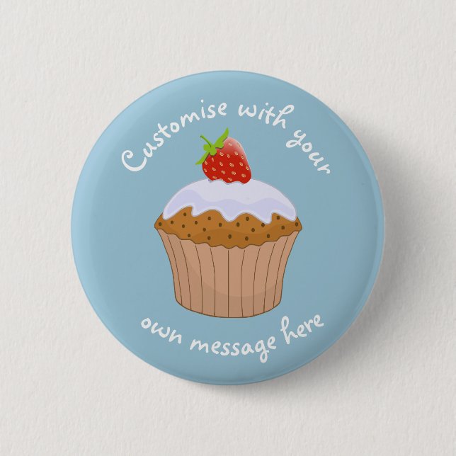 Custom Text Strawberry Bun Cute 6 Cm Round Badge (Front)