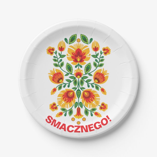Custom text💛🧡❤️Stunning polish Folk Wycinanki  Paper Plate (Front)