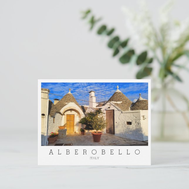 Custom text, stunning town of Alberobello, Puglia Postcard (Standing Front)