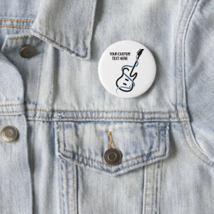 Custom Text Stylised Guitar 6 Cm Round Badge
