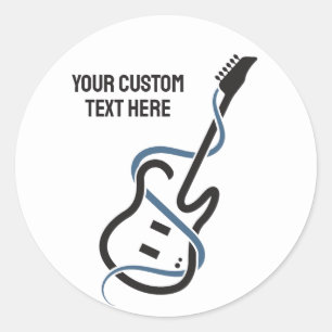 Custom Text Stylised Guitar Classic Round Sticker