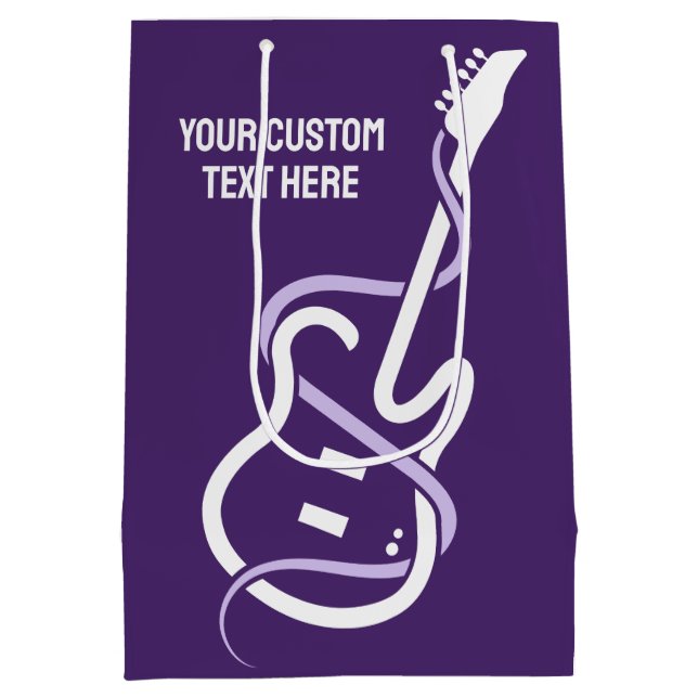 Custom Text Stylised Guitar Medium Gift Bag (Back)