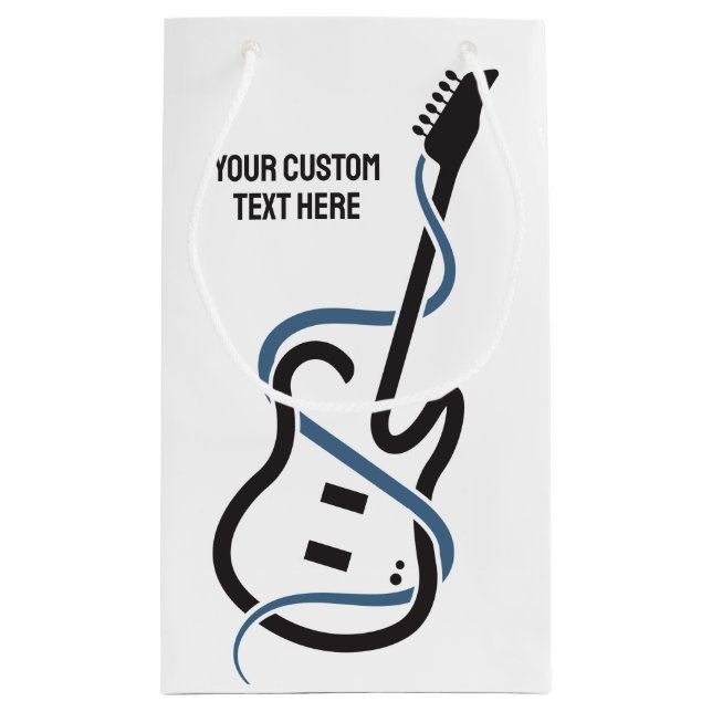 Custom Text Stylised Guitar Small Gift Bag (Back)