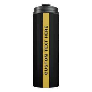 Custom Text Stylish Black Metallic Gold Thermal Tumbler