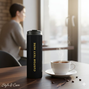 Custom Text Stylish Classic Black Thermal Tumbler