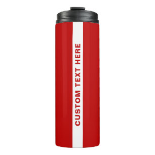 Custom Text Stylish Red White Thermal Tumbler