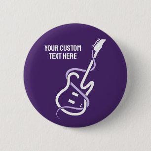 Custom Text Stylized Guitar 6 Cm Round Badge