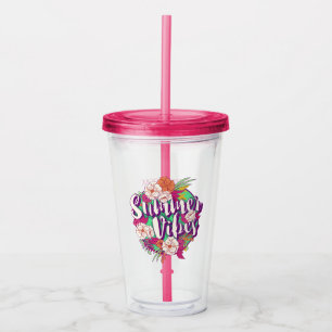 Custom Text Summer Vibes Acrylic Tumbler