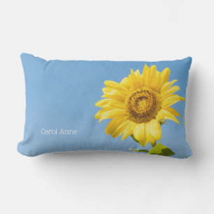 Custom text Sunflower Lumbar Cushion
