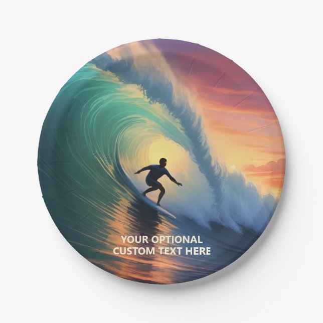 Custom Text Surfer Paper Plate (Front)