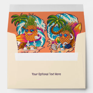 Custom Text Surfing Pineapples Envelope