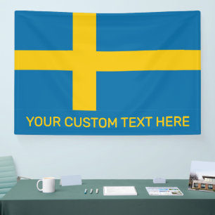 Custom Text Swedish Flag Banner