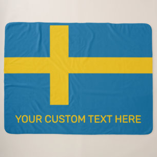 Custom Text Swedish Flag Sherpa Blanket