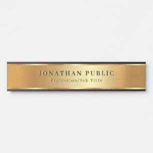Custom Text Template Elegant Black And Gold Door Sign