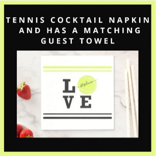 Custom Text Tennis Ball Racket Party  Napkin