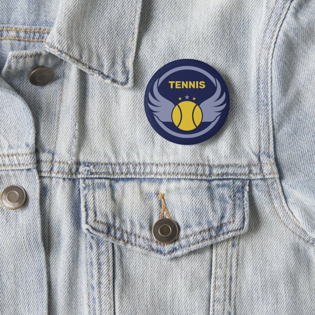 Custom Text Tennis Ball with Wings 6 Cm Round Badge (In Situ)