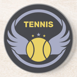 Custom Text Tennis Ball with Wings Coaster