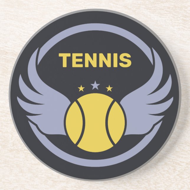 Custom Text Tennis Ball with Wings Coaster (Front)
