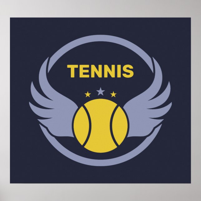 Custom Text Tennis Ball with Wings Poster (Front)