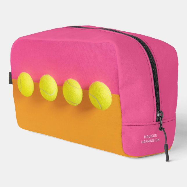 Custom Text Tennis Balls Dopp Kit (Right Corner)