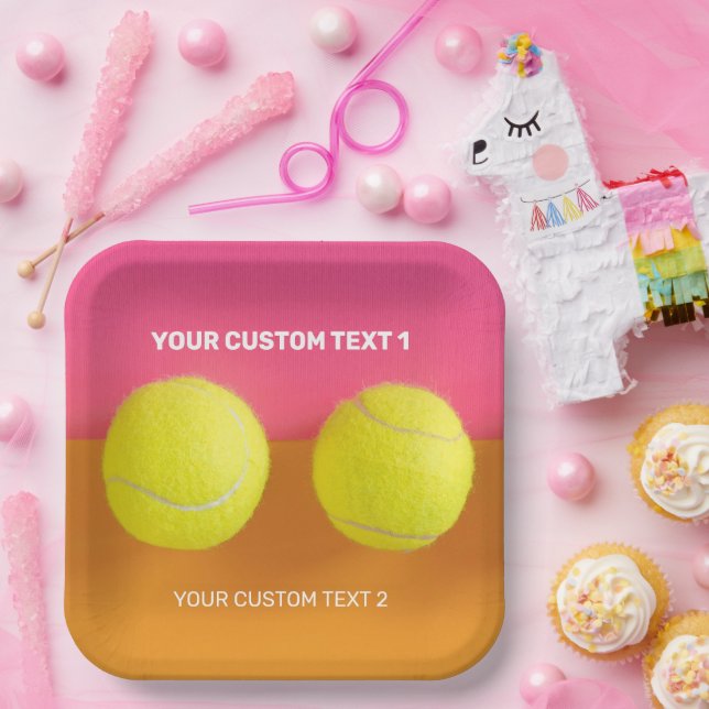 Custom Text Tennis Balls Paper Plate (Party)