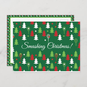 Custom text 💚💔🤍 tennis Christmas Postcard
