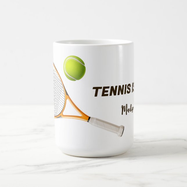 Custom Text Tennis Coffee Mug (Center)