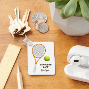 Custom Text Tennis Key Ring