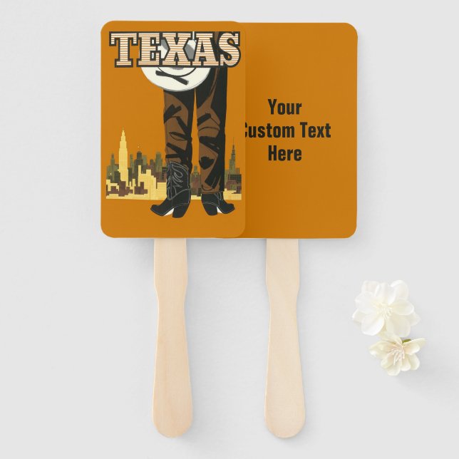 Custom text Texas vintage travel Hand Fan (Front and Back)