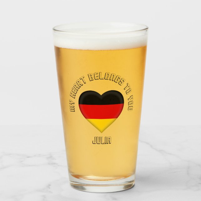 Custom Text The German Flag Heart Glass (Front Filled)