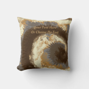 Custom Text/ Tie Dye Brown Cream Marble Swirl Cushion