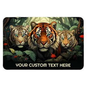 Custom Text Tigers Illustration Magnet