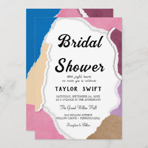 Custom Text Torn Paper Bridal Shower Invitation