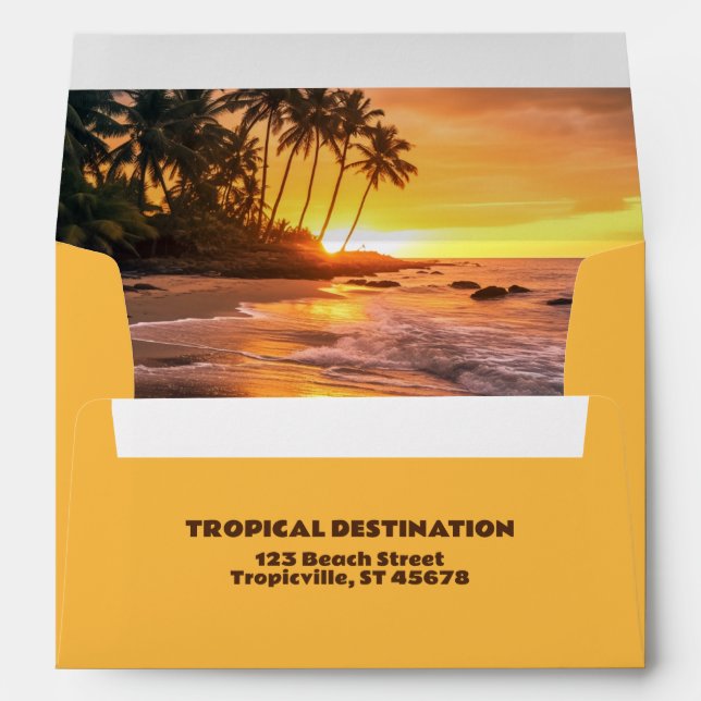 Custom Text Tropical Beach Sunset Envelope (Back (Bottom))